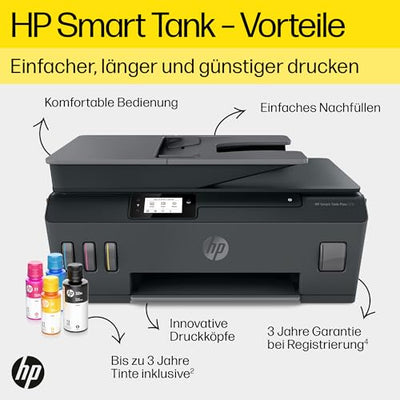 HP Smart Tank Plus 570 3-in-1 Multifunktionsdrucker, 20€ Cashback, (WLAN; ADF; Touchscreen) – 3 Jahre Tinte inklusive, 3 Jahre Garantie, großer Tintentank, hohe Reichweite, Drucken in hoher Qualität