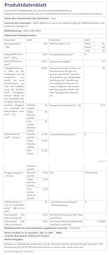 Haier I-PRO SERIE 3 HW81-NBP14939 Waschmaschine / 8 kg / A - beste Effizienz / Inverter-Motor / Dampfprogramme / XL-Trommel / Aquastop-Schlauch