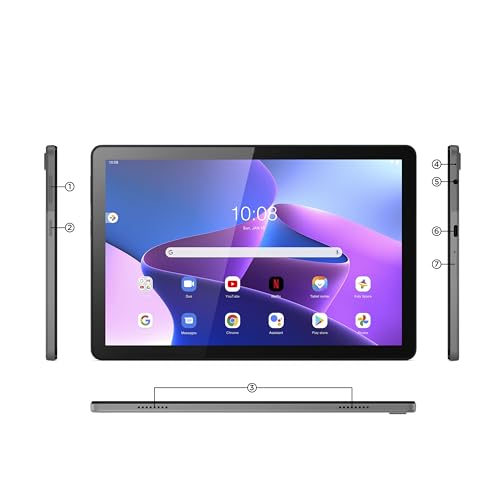 Lenovo Tab M10 (3. Gen) Tablet | 10,1" WUXGA Touch Display | Unisoc T610 | 4GB RAM | 64GB Speicher | Wi-Fi | Android 13 | grau