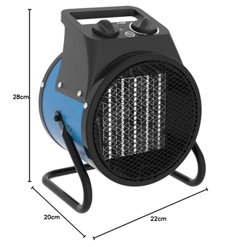 Güde Elektroheizer GEH 3000 P (3000 W Heizleistung, 2 Heizstufen (2000/3000 W) + Ventilatorfunktion, 238 m³/h max. Gebläseleistung, PTC-Keramik Heizelement, stufenloser Thermostat, Überhitzungsschutz)