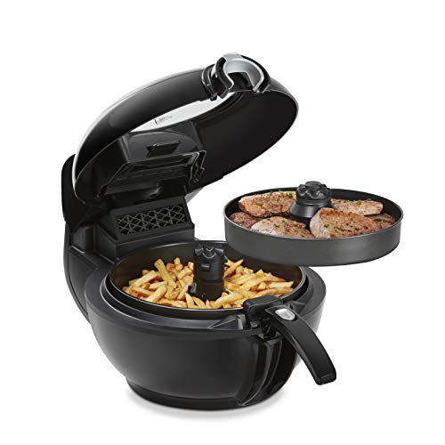 Tefal YV9708 ActiFry Genius XL 2in1 Heißluftfritteuse mit Rührarm | Testsieger | 1,7 kg für 8 Personen | 9 automatische Menüs | 2 Speisen gleichzeitig | gesunde Friteuse ohne Öl, Schwarz