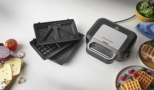 Russell Hobbs Multifunktionsgerät 3-in-1 [Sandwichmaker, Waffeleisen, Kontaktgrill] Creations (spülmaschinengeeignete, antihaftbeschichtete & extra tiefe Platten, BPA frei) 26810-56