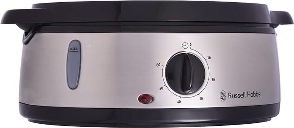 Russell Hobbs Dampfgarer [normale Größe] 9,0l (60 Minuten Timer + Abschaltautomatik, 3 spülmaschinengeeignete Dampfgarbehälter + Reisschale / Reiskocher + 6 Eierhalter /Eierkocher, BPA-frei) 19270-56