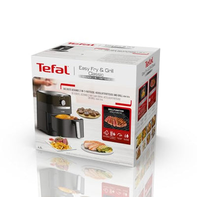 Tefal EY5018 Easy Fry & Grill Classic Heißluftfritteuse | 2-in-1 Technologie (Air Fryer und Grill) | XL | 4,2 Liter für 6 Portionen | 1550 Watt | energiesparend | ohne Öl | gesunde Fritteuse | Schwarz