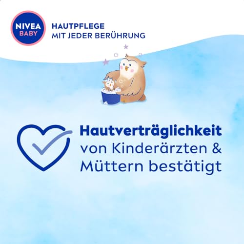 NIVEA BABY Gute Nacht Bad & Shampoo, mildes Babyshampoo & Duschgel mit Mandelöl, Vitamin E, B5 und C, beruhigendes Baby Shampoo mit hypoallergener Formel und hautfreundlichem pH-Wert (200 ml)