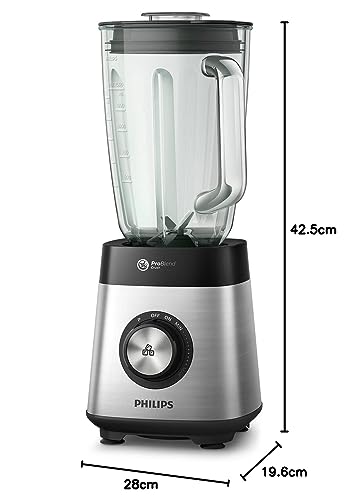 Philips Standmixer und Smoothie Maker – 1000W, 2-Liter-Glasbehälter, HomeID-App, variable Geschwindigkeit, ProBlend Crush, Trinkbecher (HR3573/90)