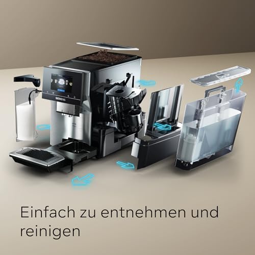 SIEMENS Kaffeevollautomat EQ700 integral TQ717D03, App-Steuerung, Cold Brew, intuitives Full-Touch-Display, bis zu 30 individ. Kaffeekreationen als Favoriten, autom. Dampfreinigung, 1500 W, edelstahl