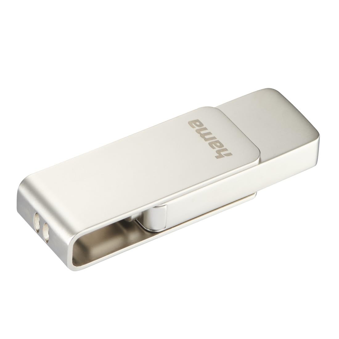 Hama USB Stick, 64GB, USB C 3.1 (Speicherstick, USB Stick 3.1, USB C Stick, Datenspeicher, klein, ultra schnell, 70MB/s, Drehmechanismus, nutzbar als Schlüsselanhänger, Metall) silber