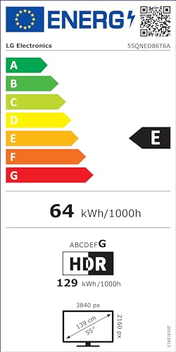 LG 55QNED86T6A TV 55" (139 cm) QNED Fernseher (α8 4K AI-Prozessor, webOS 24, HDR10, bis zu 120Hz) [Modelljahr 2024]