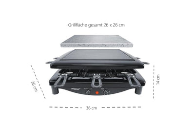 Steba Premium Raclette, PFAS frei, Made in Germany, für 8 Personen, Wendbare, emaillierte Gusseisen-Grillplatte, 1,7m Anschlusskabel, 1450 Watt, RC 3 Plus