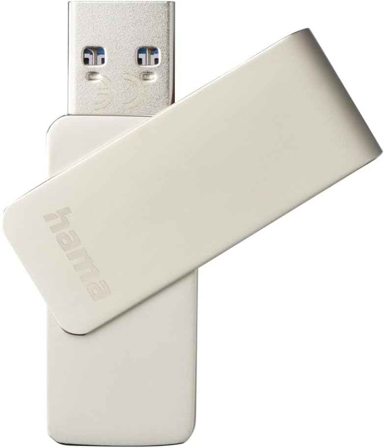 Hama USB Stick, 256GB, USB 3.0 (Speicherstick,USB Stick 3.0, USB Stick 256GB, Datenspeicher, USB A, klein, ultra schnell, 100MB/s, Drehmechanismus, Öse zur Nutzung als Schlüsselhänger) silber