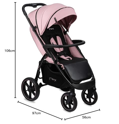 MoMi MIYA EVA, Kinder-Buggy Kinderwagen ab dem 6. Monat (bis 22 kg), regulierbarer 5-Punkt-Sicherheitsgurt, Einkaufskorb, Fußsack, Getränkehalterung, Regenschutz und Insektenschutz