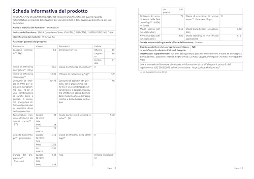 Bauknecht W Active 8A Waschmaschine Frontlader/ 8kg/ kraftvolle Fleckentfernung/ Dampf Programme/ Steam Hygiene Option/ Energieeffizienzklasse A/ Stopp&Add Funktion/ ProSilent-Motor [Energieklasse A]