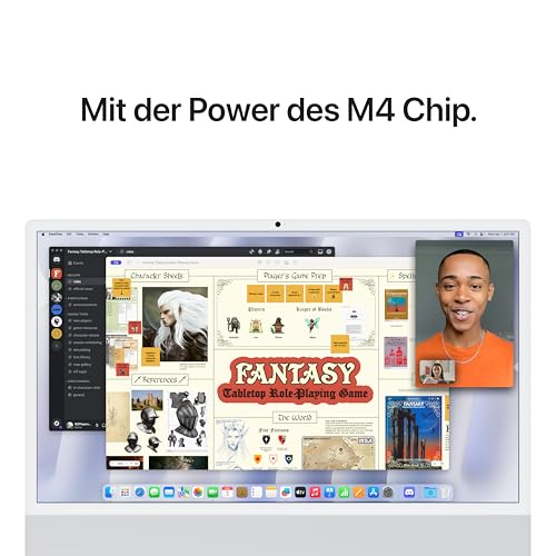 Apple iMac All-in-One Desktop-Computer mit M4 Chip mit 10 Core CPU und 10 Core GPU: 24" Retina Display, 16 GB gemeinsamer Arbeitsspeicher, 256 GB SSD Speicher, passendes Zubehör; Silber