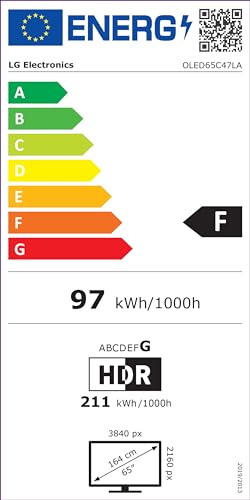 LG OLED65C47LA TV 65" (165 cm) OLED evo Fernseher (α9 Gen7 4K AI-Prozessor, webOS 24, Dolby Vision, bis zu 120Hz) [Modelljahr 2024]