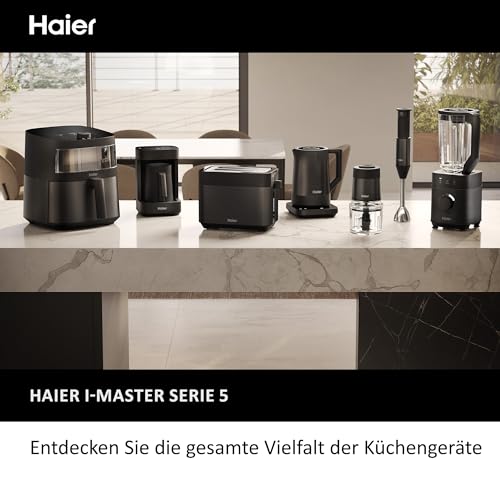 Haier Heißluftfritteuse mit Glasfenster I Airfryer mit 9 Programmen & 7 Liter Fassungsvermögen I 1700W Fryer mit LED Display I Fritteuse Heißluft ohne Fett I spülmaschinenfest [Serie 5 - HAF5TWA]