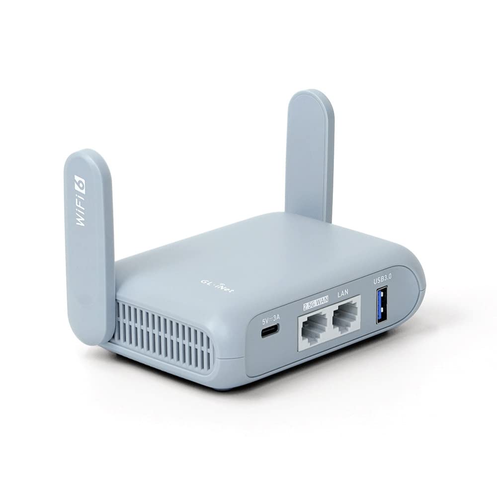 GL.iNet GL-MT3000 (Beryl AX) Klein Gigabit WiFi 6 Router für Zuhause & Reisen, Dual Band, Repeater, Extender, Geschwindigkeit bis zu 3000 Mbit/s, Kaskadierte VPN / IPV6 / WPA3, 2.5G WAN Port