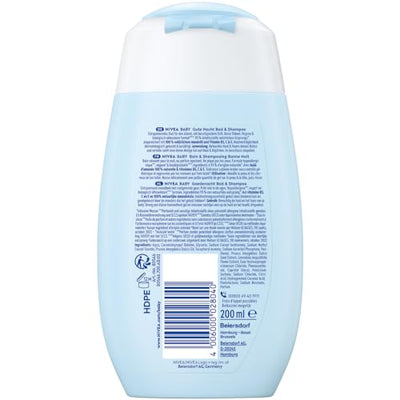 NIVEA BABY Gute Nacht Bad & Shampoo, mildes Babyshampoo & Duschgel mit Mandelöl, Vitamin E, B5 und C, beruhigendes Baby Shampoo mit hypoallergener Formel und hautfreundlichem pH-Wert (200 ml)