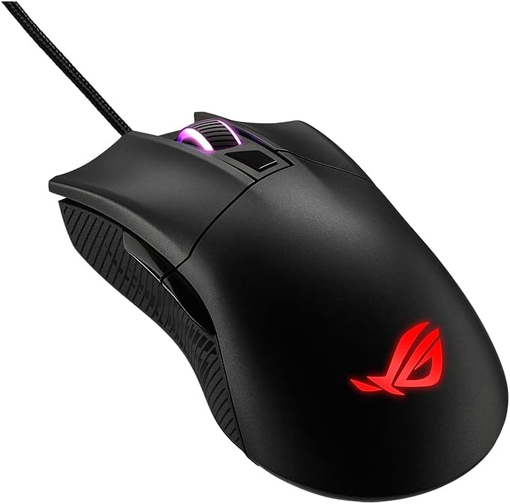 Asus ROG Gladius II Core Gaming-Maus (6200 DPI Sensor, Aura Sync Beleuchtung, Abnehmbare Schalter) schwarz