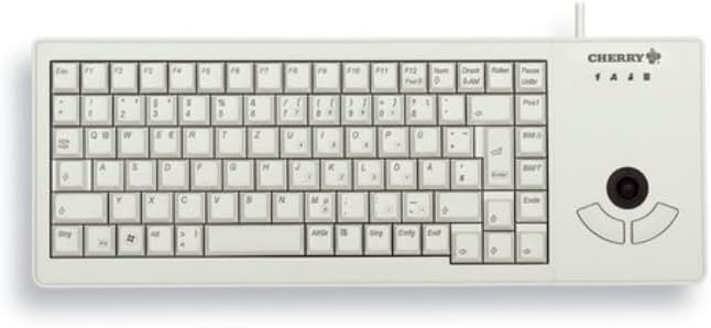 CHERRY G84-5400 XS, Kompakttastatur mit Integriertem Trackball, Deutsches Layout (QWERTZ), Platzsparend & Leicht, 20 Mio. Tastenbetätigungen, Weiß