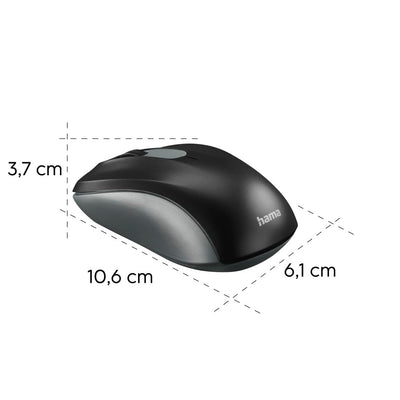 Hama kabellose Maus für Links- und Rechtshänder (3 Tasten, 2,4 Ghz, mit USB-Nanoempfänger, 1600 dpi, optische Maus, für Notebook und PC) anthrazit / schwarz