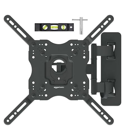 Support TV/support mural Amazon Basics, pivotant, inclinable, pour téléviseurs ou moniteurs à écran plat et incurvé de 26 à 55 pouces jusqu'à 36 kg, max. VESA 400 x 400 mm, noir