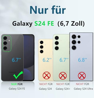 FNTCASE Für Samsung Galaxy S24-FE Hülle: für Galaxy S24-FE Hülle Hülle mit Ständer stoßfest militärische Schutzhülle zweilagig vollständiger Schutz langlebig matt strukturiert sturzsicher, Schwarz