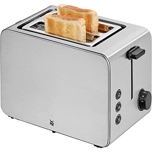 Grille-pain WMF Stelio 2 tranches en acier inoxydable, grille-pain à deux fentes avec accessoire pour petits pains, fonction bagel, 7 niveaux de brunissage, 900 W, grille-pain en acier inoxydable mat