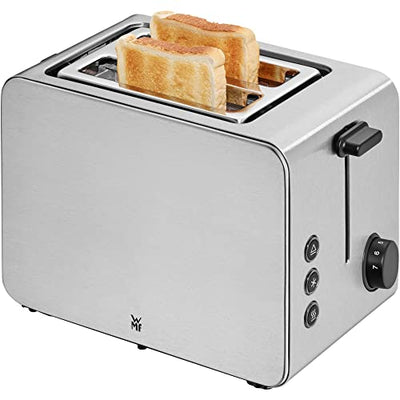 Grille-pain WMF Stelio 2 tranches en acier inoxydable, grille-pain à deux fentes avec accessoire pour petits pains, fonction bagel, 7 niveaux de brunissage, 900 W, grille-pain en acier inoxydable mat