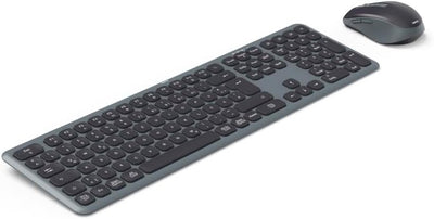 Hama Tastatur-Maus-Set kabellos WKM-550 (Multi-Device 2,4GHz via USB-Empfänger + 2X Bluetooth für PC, Laptop, Tablet, 10 m Reichweite, deutsches QWERTZ-Layout, leise, batteriebetrieben) schwarz