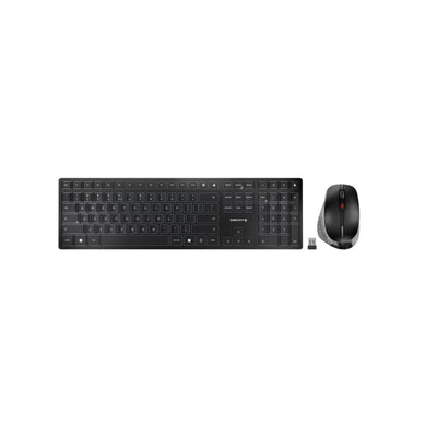 CHERRY DW 9500 SLIM, Kabelloses Tastatur- und Maus-Set, EU-Layout (QWERTY), Bluetooth oder 2,4 GHz Funk, Ergonomische Rechtshändermaus, Schwarz-Grau