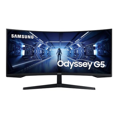 Moniteur de jeu Samsung G5 C34G55TWWP, 34 pouces, panneau VA, résolution UWQHD, AMD FreeSync Premium, courbure 1000R, taux de rafraîchissement de 165 Hz, temps de réponse de 1 ms (MPRT), noir