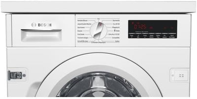 Bosch WIW28443 Serie 8 Einbauwaschmaschine Frontlader, 62 kWh pro 100 Waschzyklen, 1400 UpM, 8 kg, weiß, EcoSilence Drive, SpeedPerfect, VarioTrommel, ActiveWater Plus