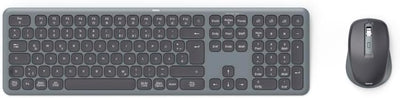 Hama Tastatur-Maus-Set kabellos WKM-550 (Multi-Device 2,4GHz via USB-Empfänger + 2X Bluetooth für PC, Laptop, Tablet, 10 m Reichweite, deutsches QWERTZ-Layout, leise, batteriebetrieben) schwarz