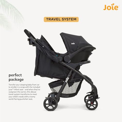 Joie Muze Kinderwagen mit vollem Funktionsumfang, kompakter faltbarer Babywagen mit 5-Punkt-Gurt, kompatibel mit Reisesystem, flach liegend und geeignet für Geburt bis 15 kg (Geburt - 36 Monate)