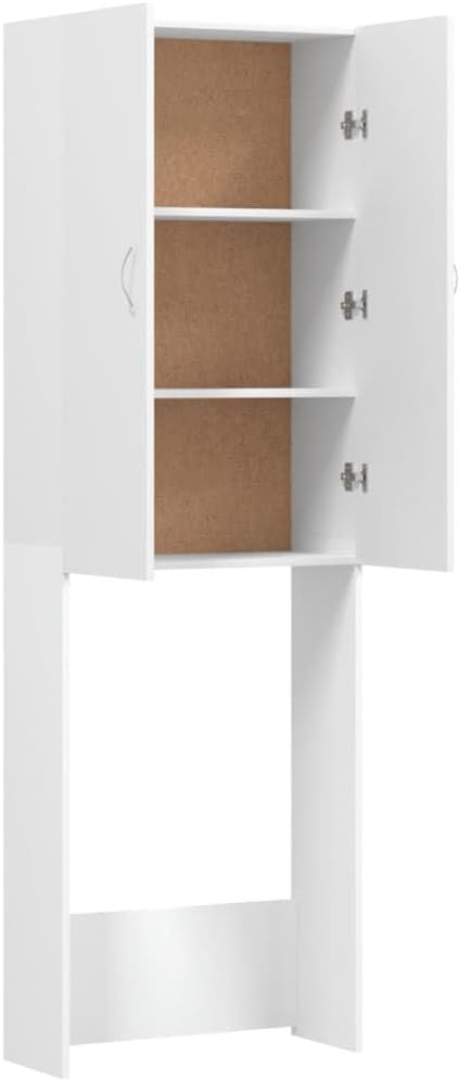 vidaXL Waschmaschinenschrank mit 2 Türen 3 Fächern Badmöbel Badschrank Badregal Badezimmerschrank Hochschrank Schrank Weiß 64x25,5x190cm