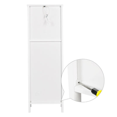 Yaheetech Badschrank, Badkommode, lackiertes Badregal weiß, Badezimmer Schrank mit abnehmbaren Schubladen, Nachtkommode, Eckkommode, 30x30x89cm LBH