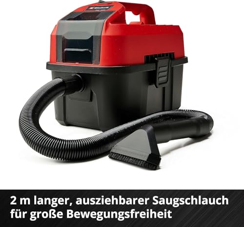 Einhell Akku-Nass-Trockensauger TE-VC 18/10 Li-Solo Power X-Change (10 Liter Tank, inkl. 2 m-Schlauch, Fugen-/Bürstendüse + Polster-/Universaldüse, ohne Akku und Ladegerät), Rot