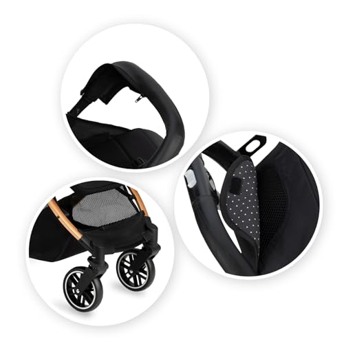 MOMI ESTELLE Kinderwagen für Kinder ab 6 Monat bis zu max. Körpergewicht von 15 kg, H105 x B51 x T75 cm, klappbar auf die Maße H65 x B51 x T21 cm, Gewicht 7,5 kg, 5-Punkt-Sicherheitsgurt