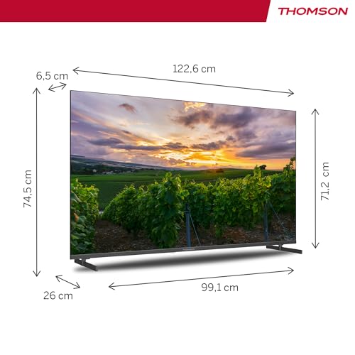 Thomson 55 Zoll (139 cm) QLED Fernseher Smart Android TV (WLAN, HDR, Triple Tuner DVB-C/S2/T2, Sprachsteuerung) – 55QA2S13-2023