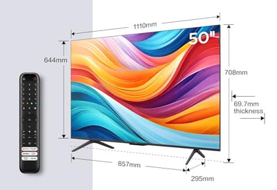 TCL 50T7B 50-Zoll QLED Pro Fernseher, 4K Ultra HD, HDR Pro, Smart TV Unterstützt von Google TV (Dolby & Atmos, Motion Clarity, Freihändige Sprachsteuerung, Kompatibel mit Google Assistant & Alexa)