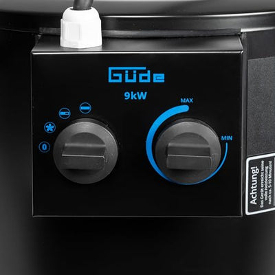 Güde Elektroheizer GH 9 E (9 kW, 2 Heizstufen 4,5/9 kW, Ventilatorfunktion, Gebläseleistung 742 m³/h, Neigungs- und Ausblaswinkel, Überhitzungsschutz, Kippschutz, stufenloser Thermostat)