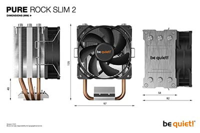 be quiet! Pure Rock Slim 2, CPU Kühler, 130W TDP, Pure Wings 2 92mm PWM Lüfter, 3 Heatpipes, asymmetrisches Design, Slim Tower