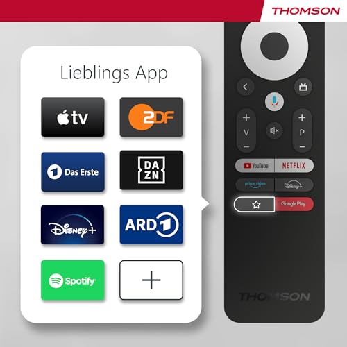 Thomson 55 Zoll (139 cm) QLED Fernseher Smart Android TV (WLAN, HDR, Triple Tuner DVB-C/S2/T2, Sprachsteuerung) – 55QA2S13-2023