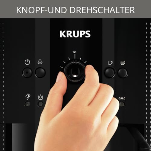 Krups Arabica Picto Kaffeevollautomat, Milchschaumdüse, 2-Tassen-Funktion, Drehregler, Einfache Reinigung, Kaffeemaschine, Schwarz, EA810870