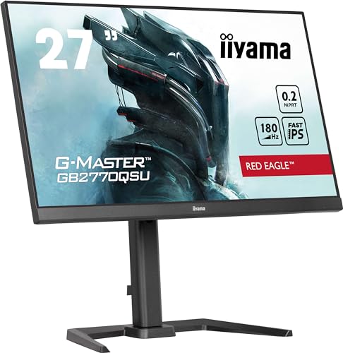 iiyama G-Master Red Eagle GB2770QSU-B6 68,6cm 27" Fast-IPS LED Gaming Monitor WQHD HDMI DP USB3.2 0,2ms 180Hz Adaptive Sync Höhenverstellung Pivot schwarz