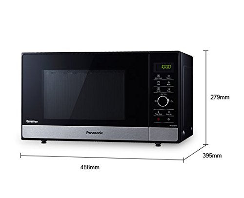 Panasonic NN-GD38HSGTG Mikrowelle mit Grill (1000 W, Inverter, Dampfgaren, energieeffizientes Kombikochen, Pizza-Pfanne, 23 Liter) edelstahl-schwarz