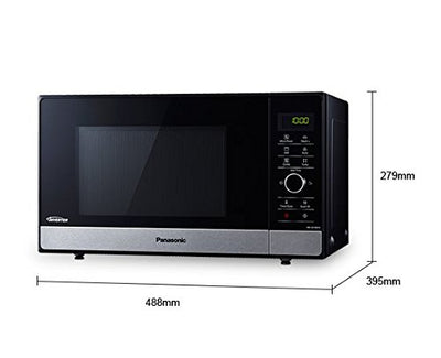 Panasonic NN-GD38HSGTG Mikrowelle mit Grill (1000 W, Inverter, Dampfgaren, energieeffizientes Kombikochen, Pizza-Pfanne, 23 Liter) edelstahl-schwarz