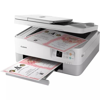 PIXMA TS7451i 3-in-1 WLAN-Drucker fürs Homeoffice, Kopierer und Scanner – PIXMA Print Plan kompatibel – Drucken von Randlosfotos – kabelloses Drucken/Scannen via Cloud und Smartphone (Weiß)