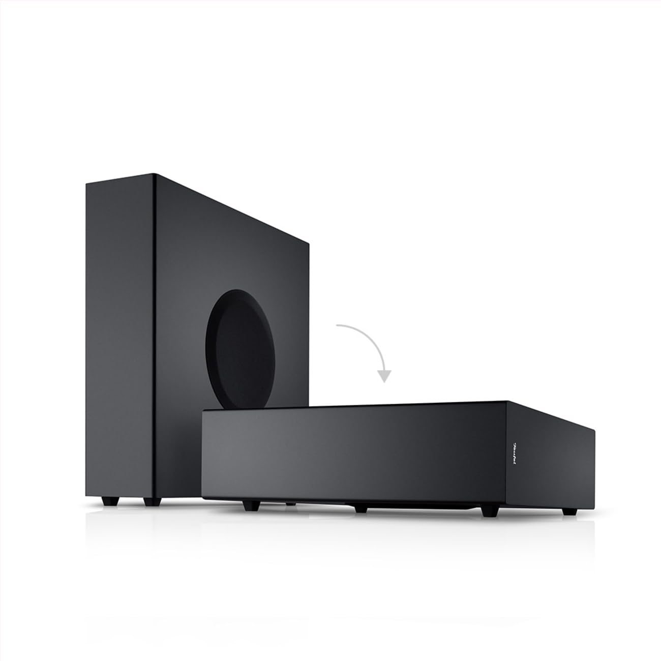 Teufel CINEBAR 11-2.1 Soundbar Set mit Kabellosem Subwoofer, Dolby Audio, Bluetooth 5.0, HDMI 3D ARC CEC, 4K Pass Through, Dynamore, Touch Panel - Schwarz